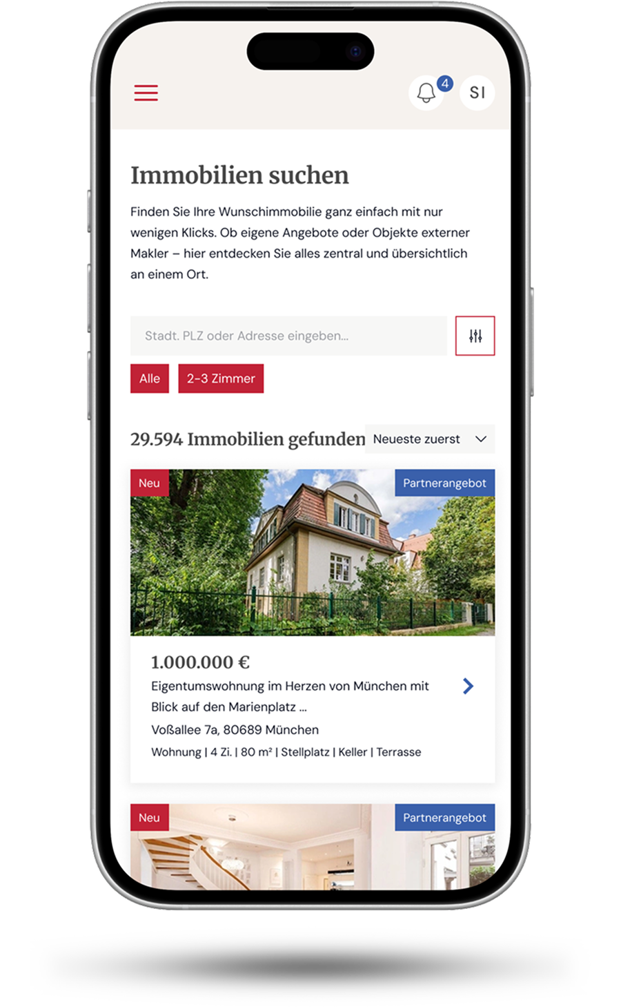 Immobilie finden im Kundenportal